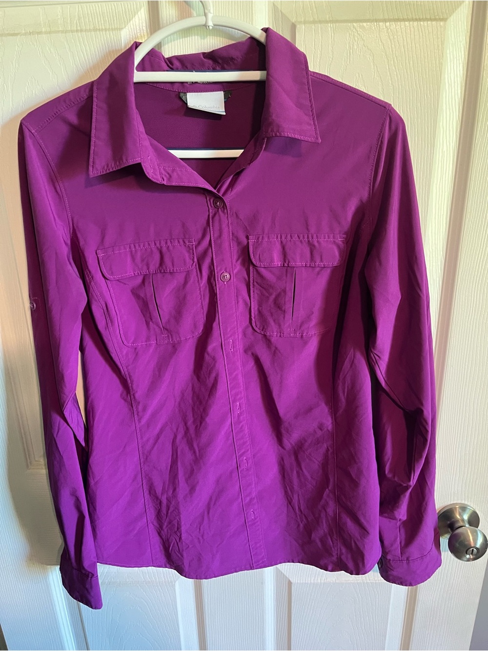 Columbia Women's Magenta Button-Up Long Sleeve Shirt